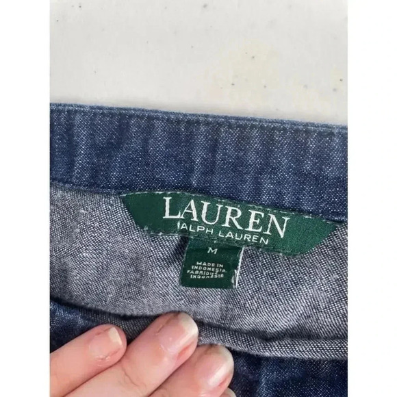 Women's Ralph Lauren Blue Denim Off-the-Shoulder Top - Size M 0066‎ - Picture 12 of 15